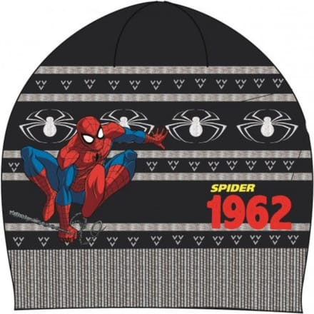 Spiderman Muts - Grijs/Zwart - Gebreide Muts Winter - Spiderman Kindermuts - Spiderman Beanie
