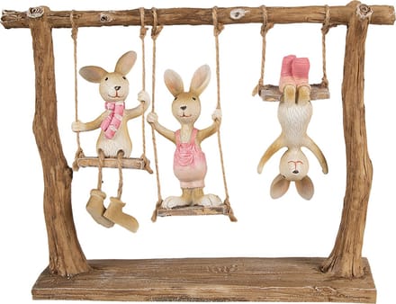 Clayre & Eef Beeld Konijn 26x6x20 cm Bruin Beige Polyresin