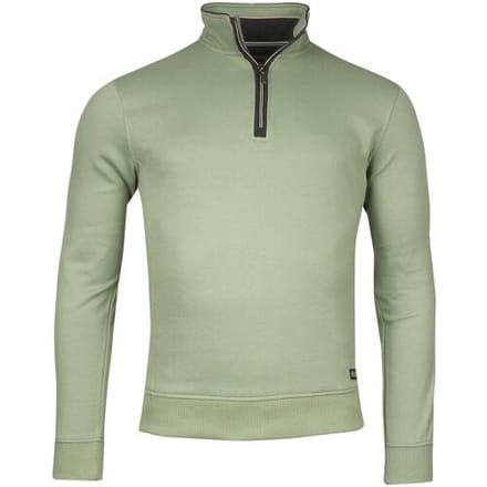 Baileys Trui Sweatshirt Half Zip Uni Color Subtle Honeycomb Texture Misty Green / male
