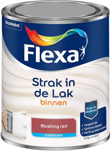 Flexa - Strak In De Lak Binnenlak Zijdeglans - Blushing Red - Mengverf - 750 Ml