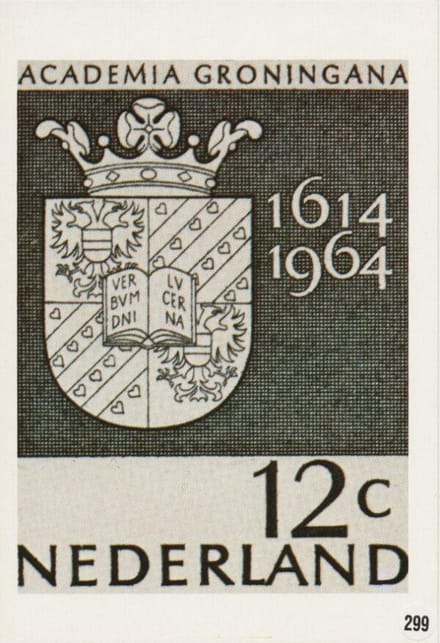Briefkaart met afbeelding Universiteit Groningen – Wapen van de Universiteit Groningen postzegel