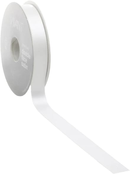 Off White Satijnlint – 25 mm × 25 m – double face satijn