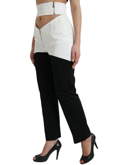 Tweekleurige Designerbroek Strak Met Rits