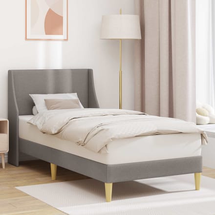 vidaXL - Bedframe - Effen - met - hoofdeinde - Taupe - 100 - x - 200 - cm - Stof