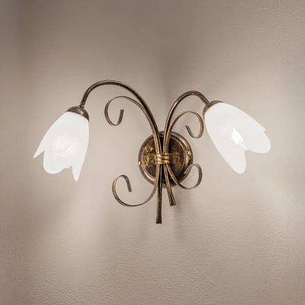 ONLI Wandlamp Odino, 2-lamps, bronskleurig, metaal, glas