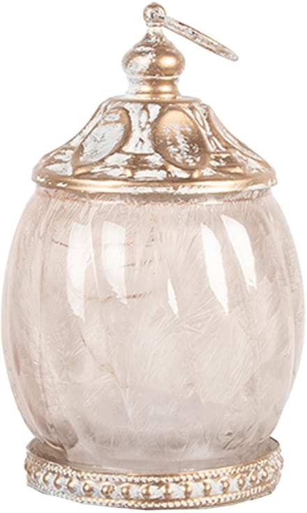Clayre & Eef LED Lantaarn Ø 7x11 cm Beige Glas