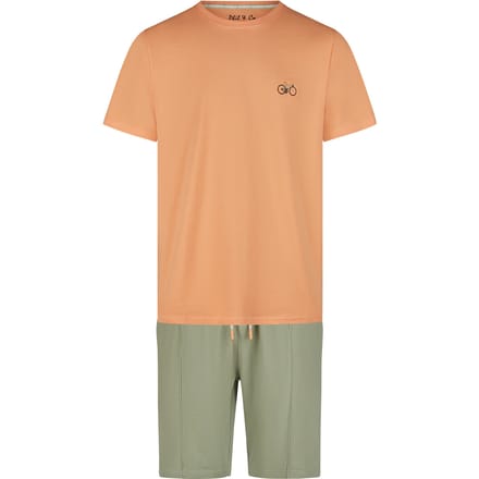 Phil & Co Heren Shortama Korte Pyjama Set Oranje Fiets - Maat XL