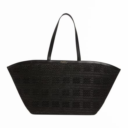 Ted Baker shopper schoudertas Pamylaa Raffia Straw Oversized Bucket Tote Bag Black zwart