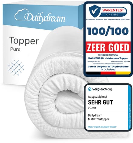 Dailydream - Topper - Matrastopper - 135x190cm - Memory Foam - 5cm dik - Model Pure M - traagschuim