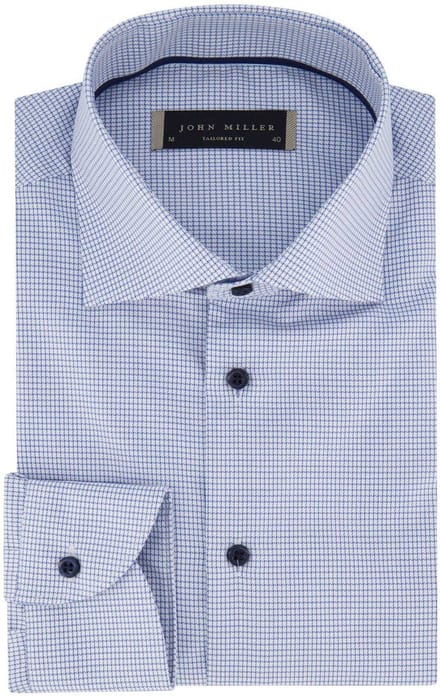 John Miller overhemd geprint blauw lange mouwen