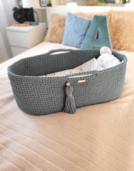 Mozesmand BOHO Handgemaakt katoen met matras - laurier