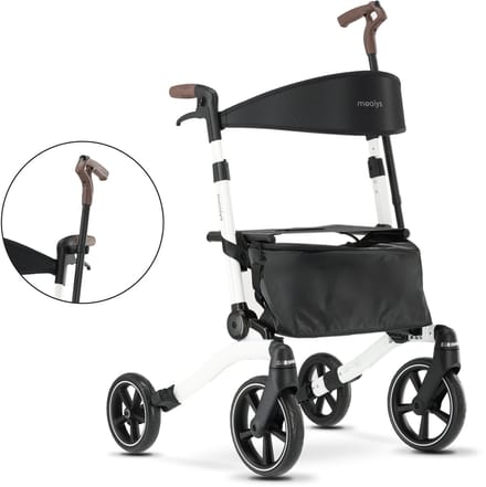 Mooiys Luxe Rollator - Opvouwbaar - Met zitje - Wandelstokhouder - Wit