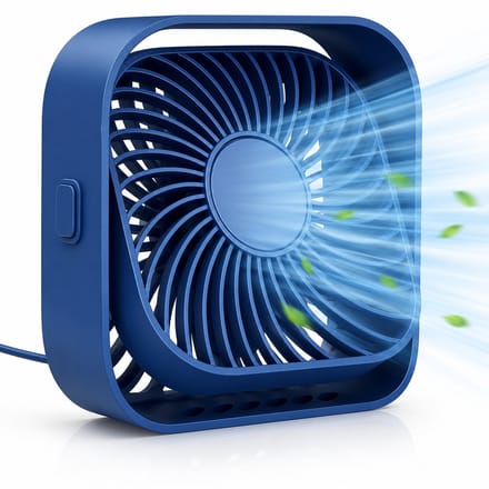 Twenty4seven® Mini Tafelventilator - Oplaadbaar & Draadloos - Blauw - Bureau Ventilator met 3 Standen - Draagbaar als Handventilator