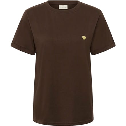 Kaffe KAheart T-Shirt Dames T-shirt - Coffee Bean/Sunlight heart