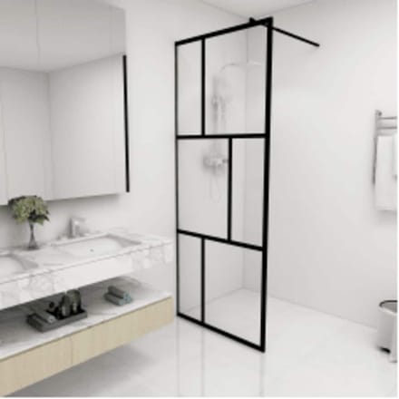 vidaXL - Inloopdouchewand - 80x195 - cm - gehard - glas - zwart