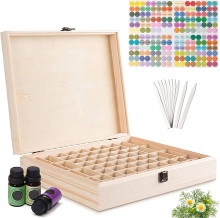 Houten Opbergdoos voor 68 Etherische Oliën - Organizer voor Essentiële Oliën & Make-up