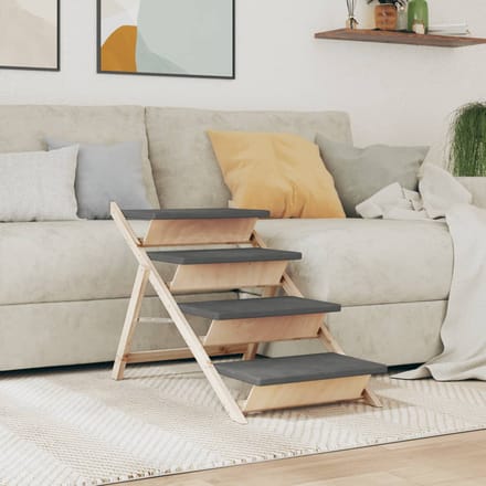 vidaXL - Hondentrap - 105x47 - cm - massief - vurenhout - grijs