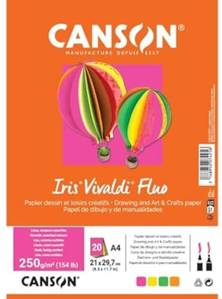 Gekleurd Tekenpapier A4 240g - Neonkleuren, 20 Vellen