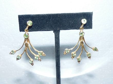 Hetty'S - Goldplated zilveren - oorhangers- - groene zirconia's