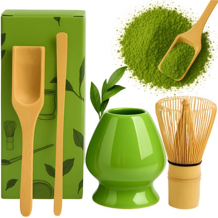 Matcha Set 4-in-1 – Groen – Bamboe & Keramiek – Japans Thee Bereidingsset
