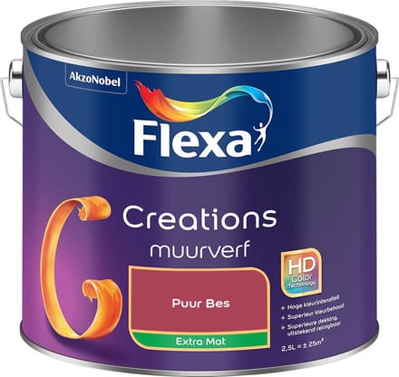 Flexa - Creations Muurverf Extra Mat - Puur Bes - Mengverf - 2,5 L
