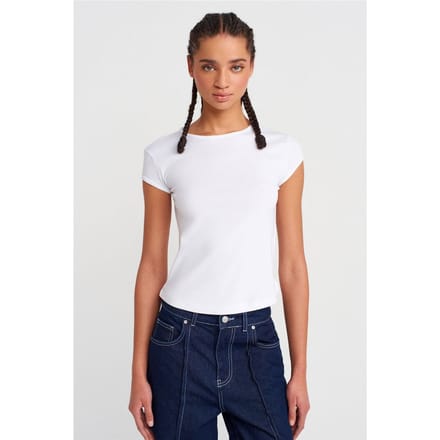 Dames Slim Fit Katoenen Rondhals T-Shirt