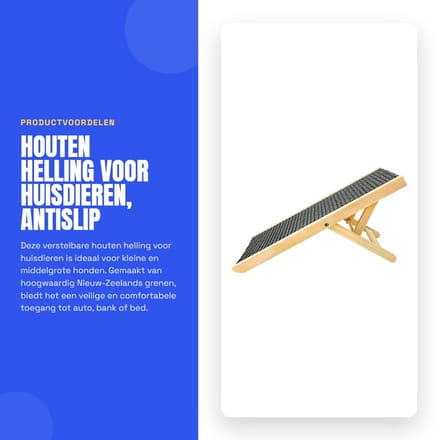 Dailygoods- Houten Helling Verstelbaar - Antislip - Hondenhelling - Opvouwbaar - Duurzaam - Stabiele Structuur - Huisdierhelling