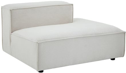 Vente-unique Chaise longue rechts in beige ribfluweel RUZOLO