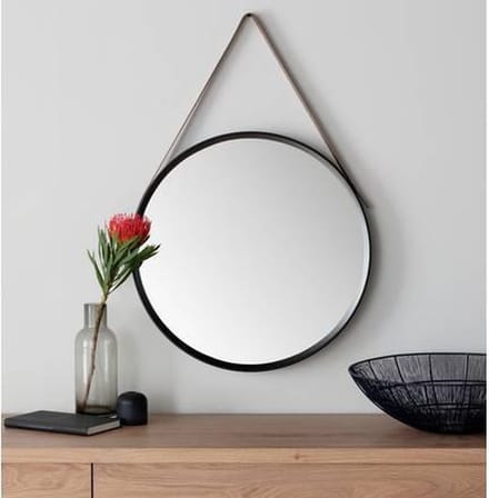 Argos Home Wandspiegel met PU Band - Zwart