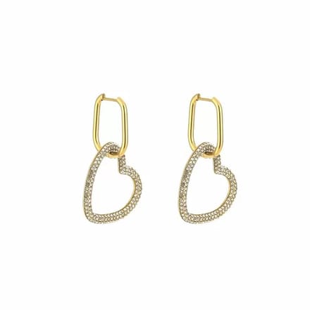 Michelle Bijoux Oorhangers Hart Witte Stenen Goud