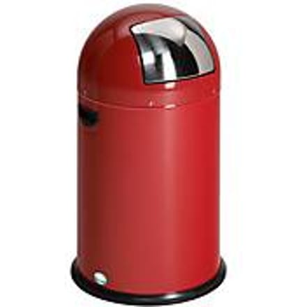 VAR afvalbak, 33 liter, stalen binnenemmer, metalen handvat, rood