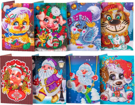 Huntex Diamond Painting Kerstkaarten - 8 Stuks 13x18cm - Complete Set