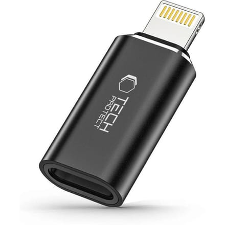 Tech-Protect UltraBoost Lightning (Male) / USB-C (Female) Adapter - Black USB hub - 1 - Zwart