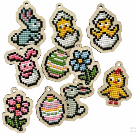 Diamond Painting - Setje met houten figuurtjes DP GARLAND EASTER SET (10 PCS) WWP0509