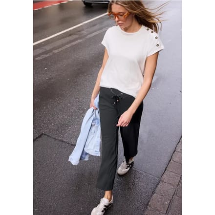 Wide Legs broek in crinkle crashstructuur