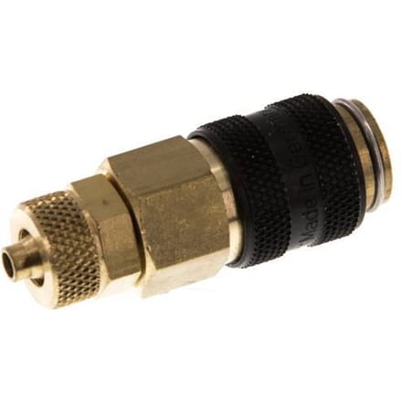 Messing DN 5 Zwart Luchtkoppeling Snelkoppeling 4x6 mm Push-On Double Shut-Off - CLS5-N-B-BLA-SV-4