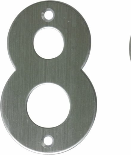 AMIG Huisnummer 8 - massief Inox RVS - 10cm - incl. bijpassende schroeven - zilver