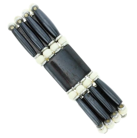 Behave - Elastische armband met bruine kralen - etnische stijl - 19 cm