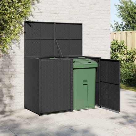 vidaXL - Containerberging - dubbel - 148x80x111 - cm - poly - rattan - zwart