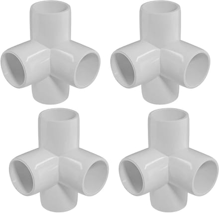 PVC Fittingen - PVC Connectoren - Meubels Bouwen - 4-Weg Ontwerp - 3/4 Inch - Wit
