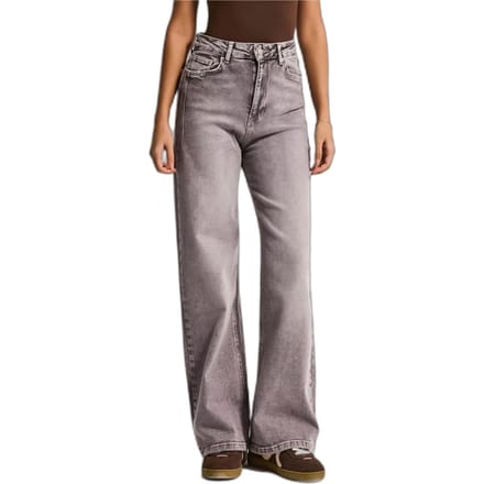 It's Basic - WIDE LEG HIGH RISE JEANS - STONE