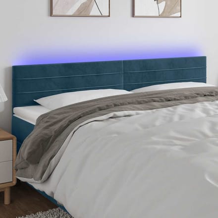 vidaXL Hoofdbord LED 200x5x78/88 cm fluweel donkerblauw