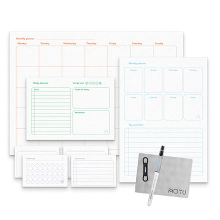 Erasable Magnetic Life Planner - Marker + Cloth + Marker holder