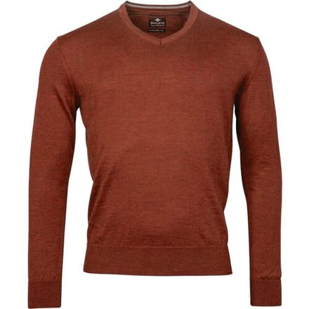 Baileys Trui Uni Merino V-Neck Single Knit Dark Terra / male