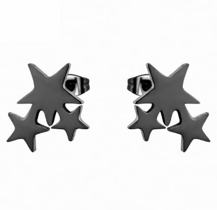 Oorbellen zwart drie sterren