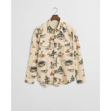 Gant Overhemd Forest Pattern Rodeo Ivory White / male
