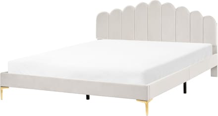 SAUVIAN - Bed - Gebroken wit - 180 x 200 cm - Fluweel