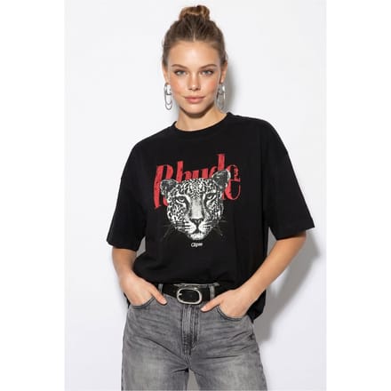 Overmaat Geprinte Katoenen T-Shirt