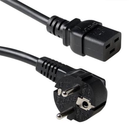 ACT Netsnoer Schuko CEE 7/7 male (haaks) - C19 IEC 60320 zwart 3 m AK5186