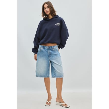 Stradivarius Oversized sweater met print  Marineblauw XS